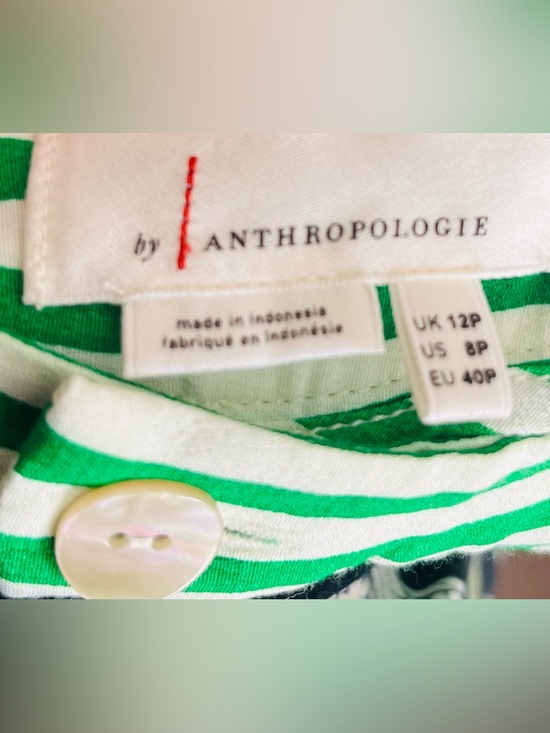 Anthropologie Green and White Striped Wide Leg Pants - Picture 9 of 10